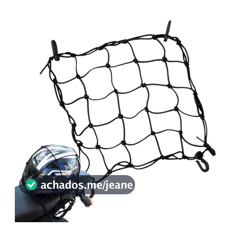 Rede Elastica Aranha Preta 35x35 Moto Bagageiro Capacete