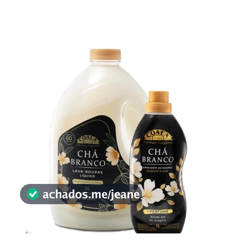 Coala Chá Branco – Lava Roupas 3, 5L  Amaciantes 1L | Perfume Premium e Maciez Incrível