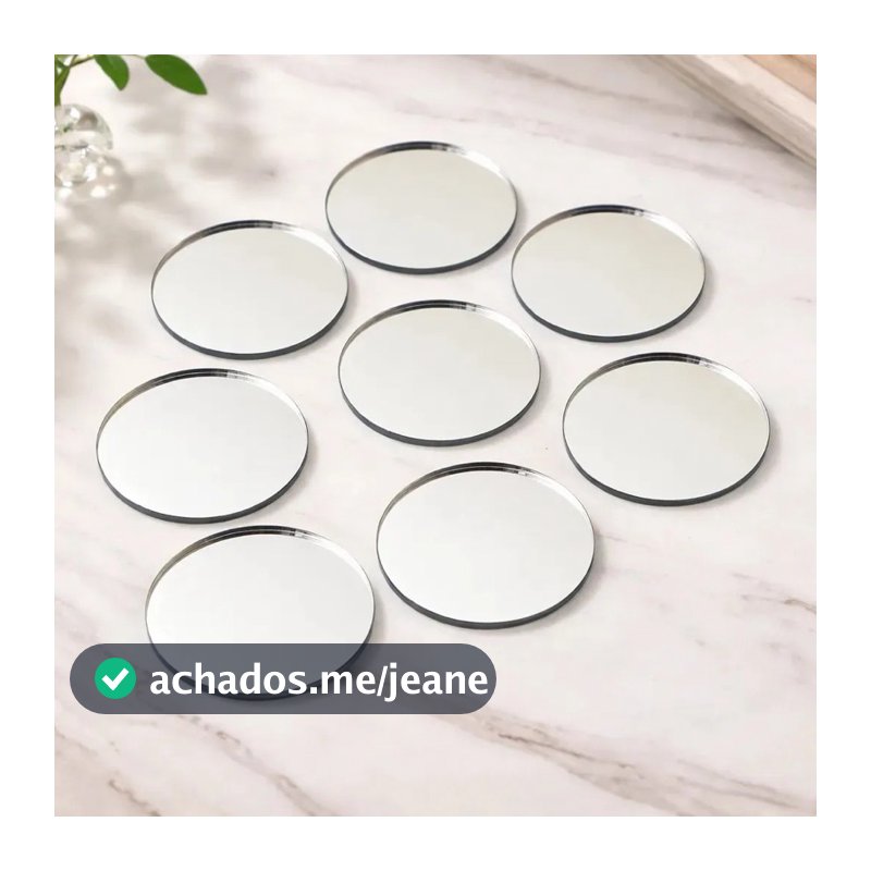 Kit Espelho Decorativo Acrílico Prata Redondo 3,5cm 100 Pçs