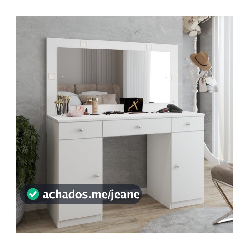 Penteadeira Camarim Margot 2 Portas 3 Gavetas Porta Jóias Branco - Panorama Móveis