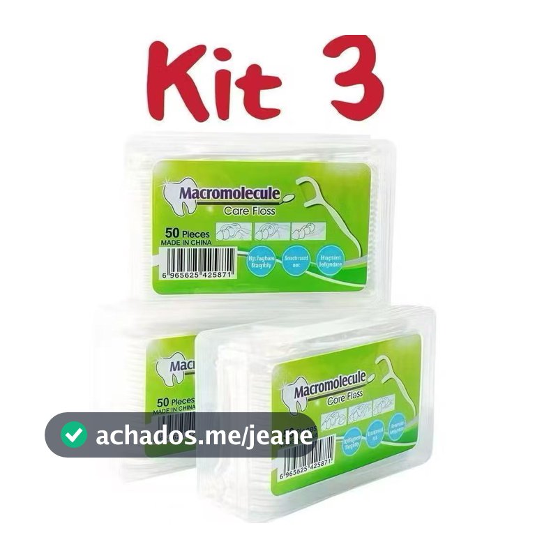 kit 3 caixas  （150 unidades） de fio dental Fio dental ultrafino arqueado