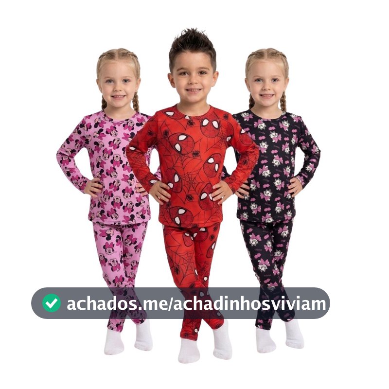 Pijama Infantil Personagens Manga Longa Menina e Menino | Tam 2 ao 8