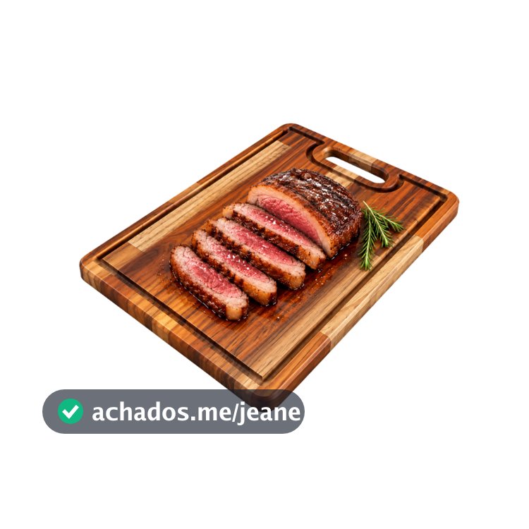 Tábua Churrasco Corte Grande 38x28 Madeira Teca Maciça Alça