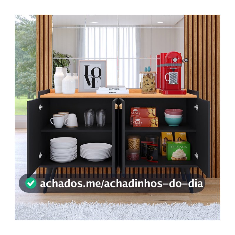 APARADOR BUFFET RETRÔ 4 E 2 PORTAS – MODELOS KIEV DALLAS E LINEA  | ELEGÂNCIA E FUNCIONALIDADE PARA SUA SALA