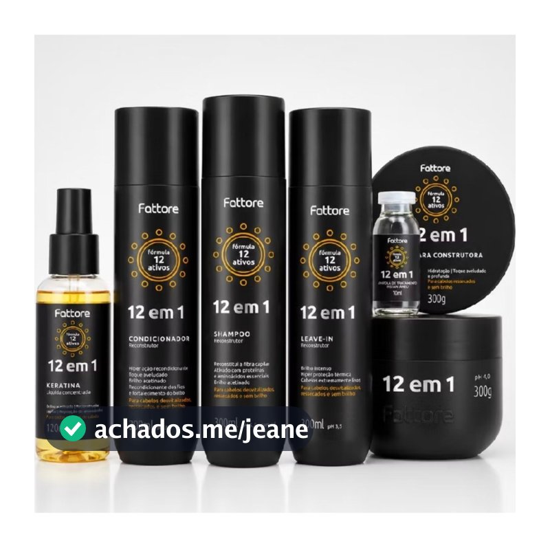 Kit Fattore 12 em 1 Reconstrução – Tratamento Capilar Profissional com 6 Itens