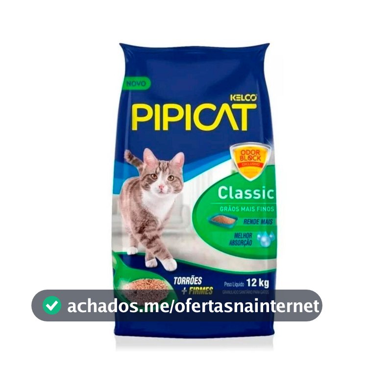 Areia para Gato Classic 12kg Pipicat