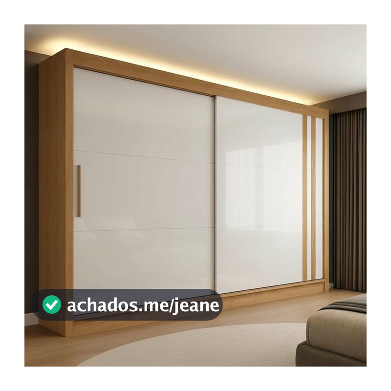 Guarda Roupa Casal 100% MDF Toquio 2 Portas de Correr 4 Gavetas Espresso Móveis Branco/Freijó/Off White Freijó/Off