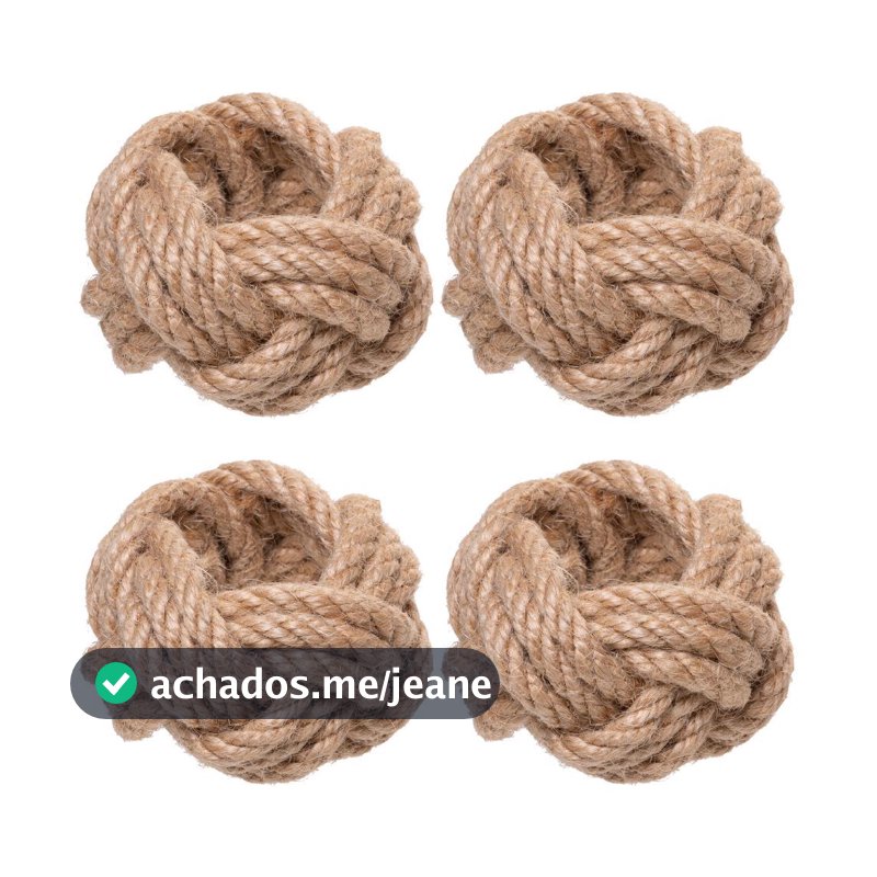 Conjunto 4 Anéis para Guardanapos Linoria Fibra Natural Wolff Decoração Mesa Posta Jantar Sala Sofisticada Elegante Casa