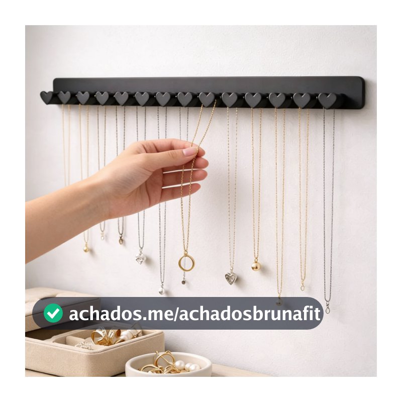 Kit 5 Organizador de Joias Pendurar Coração de Parede Expositor Suporte Colares Pulseiras Dupla Face