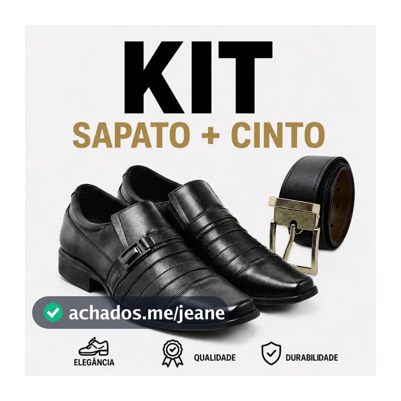 Kit Sapato Social Masculino Confortavel Elegante + Cinto Social Casamento Formatura Reunião Igreja  Couro