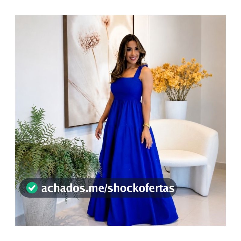Vestido Longo em Duna Alça Babado
