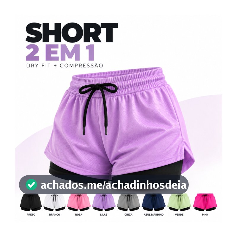 Short Fitness Duplo Feminino Dry Fit com Bolso Para Celular Caminhada Academia Corrida Promoção