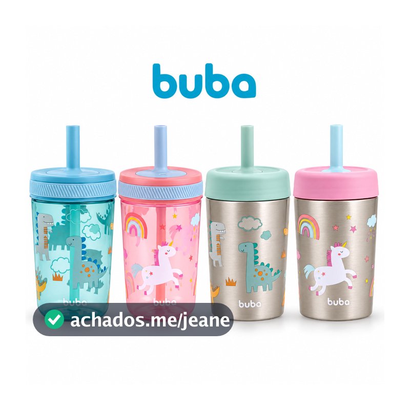 Copo infantil Com Canudo Antivazamento Magic Buba Infantil Bebê 400ml