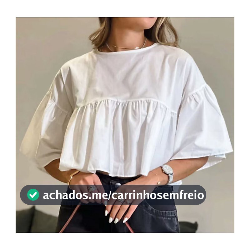 Blusinha Cropped Franzido Largo Moda Feminina