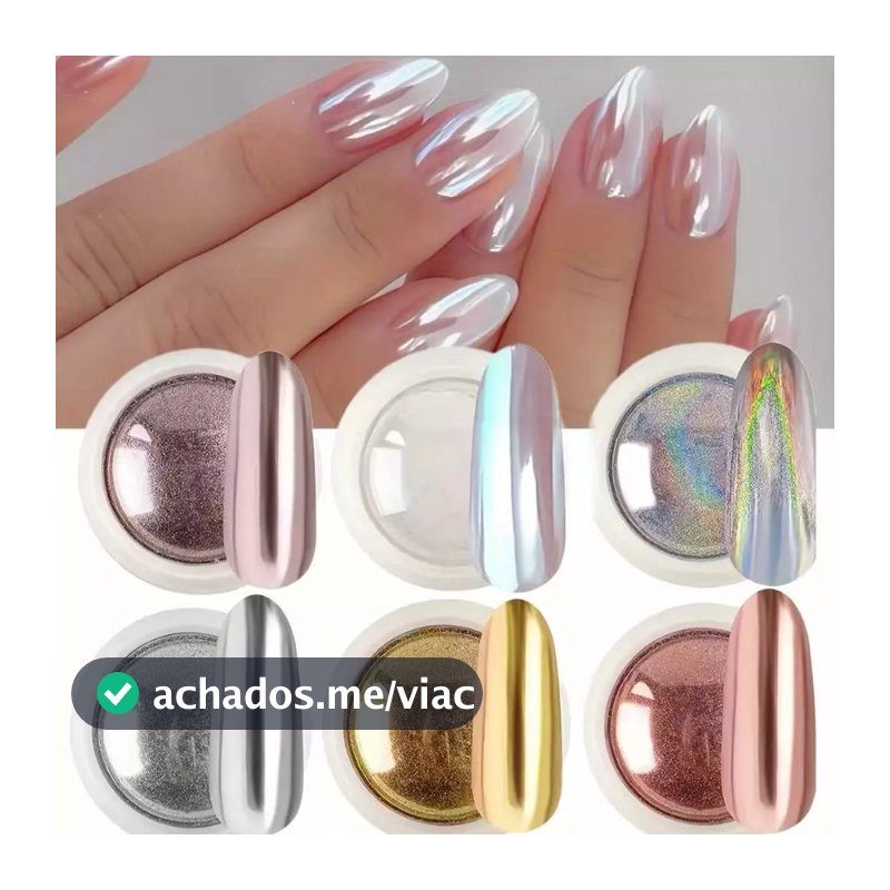 X@T 6 Pó Cromo Metalizado Unhas Cromado Decoração