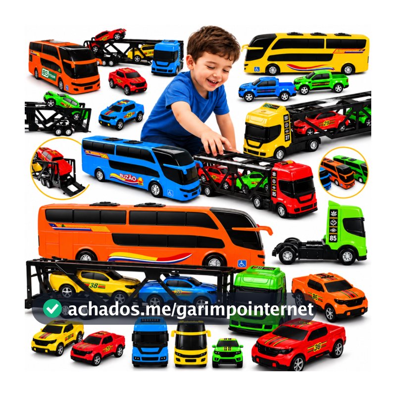 Kit Carrinho Brinquedo Caminhão Cegonha Completo Ônibus Miniatura Presente Menino