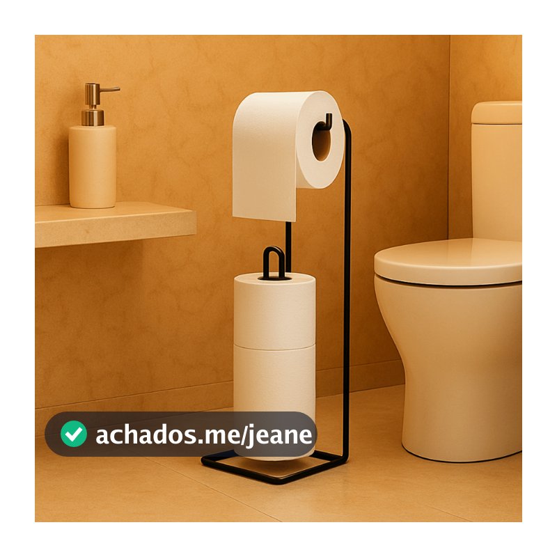 Suporte P/ Papel Higiênico Porta 3 Rolos de Papel Higiênico Chão Banheiro Aramado Preto Organização