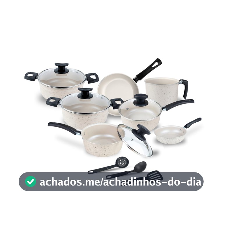 Conjunto Jogo de Panelas Teflon Atenas 10 Pçs Antiaderente Tampa de Vidro