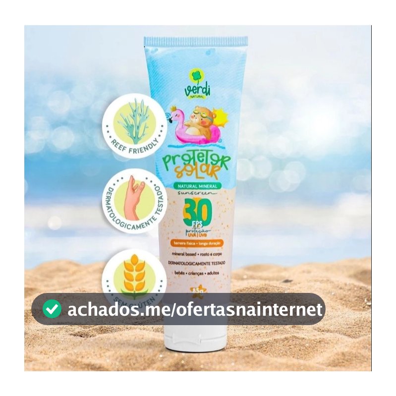 Protetor Solar Natural Físico Mineral Vegano Orgânico para Bebê e Criança da Verdi Natural