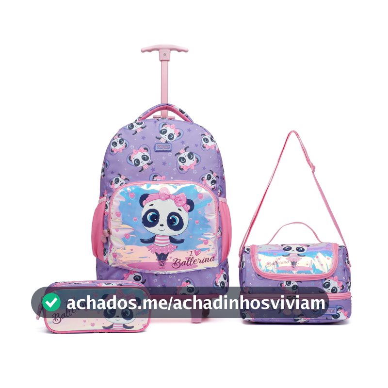 Kit Mochila Rodinhas Lancheira Estojo Reforçada Yupe Rosa
