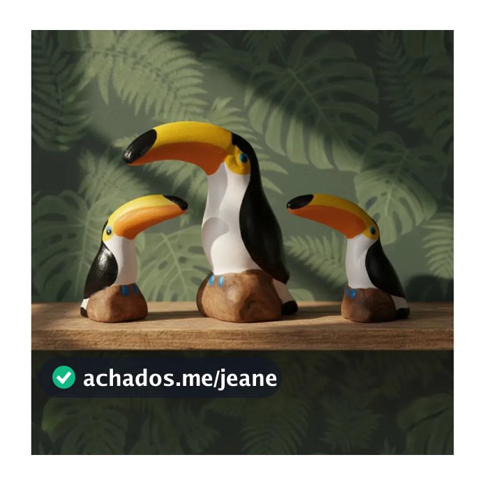 Miniatura Trio Familia Tucano Enfeite Jardim Vaso Decoracao Porcelana