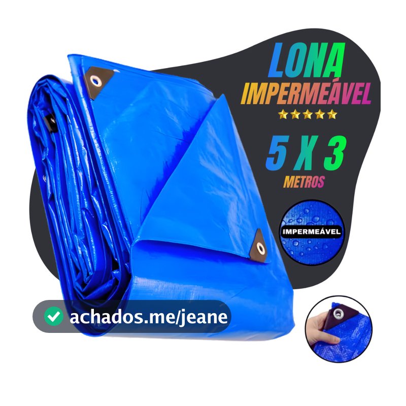 Lona Impermeável 5×3 Premium Proteção Plástica Reforçada com Ilhós para Camping, Carreta e Telhado