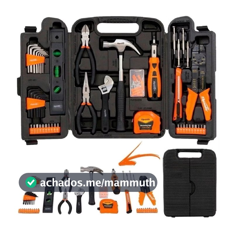 Kit Ferramentas 129 Peças Completo Maleta Chaves Alicate Martelo Uso Doméstico Profissional