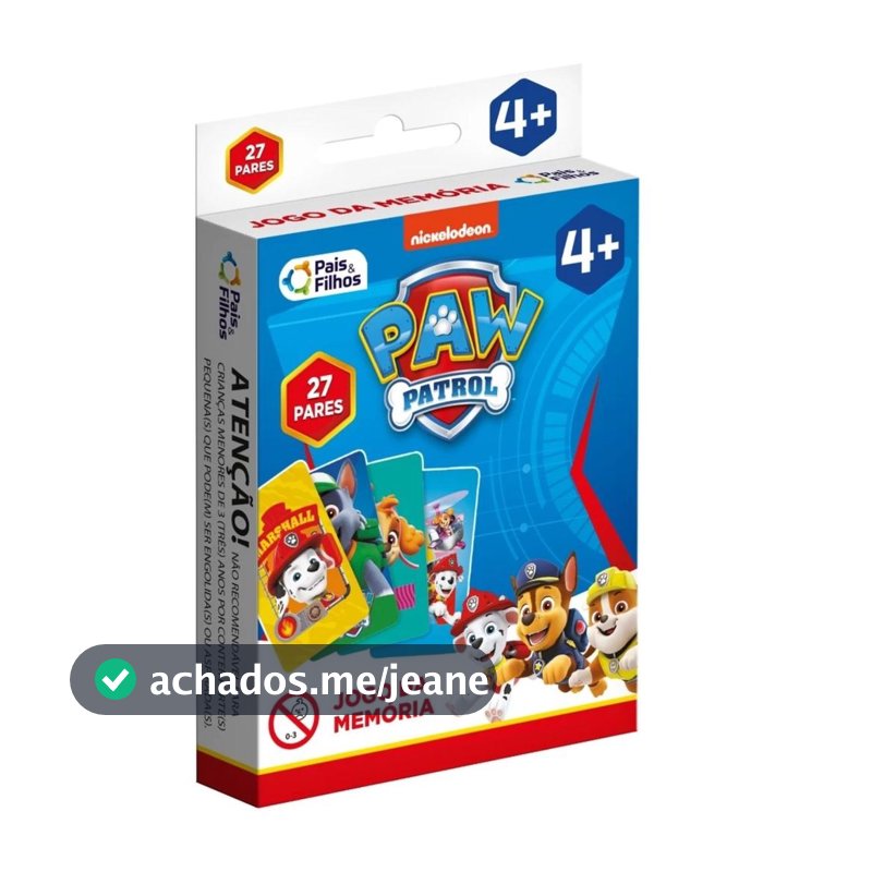 Jogo da Memória Patrulha Canina 27 Pares – Infantil Educativo 4anos+  Pais & Filhos