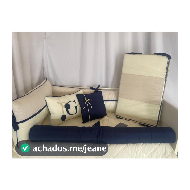 Kit Berço Americano Menino Safari Bita Com Almofada de Letra azul marinho 11 Pçs Algodão