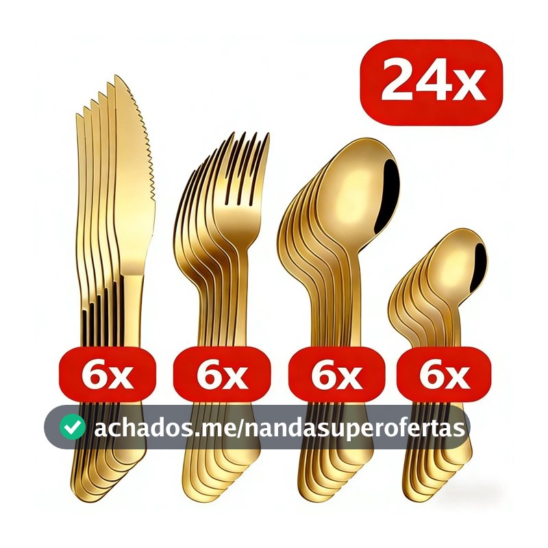 24 Pcs LouçA De Aço InoxidáVel Colher De Sobremesa Dourada / Luxuoso