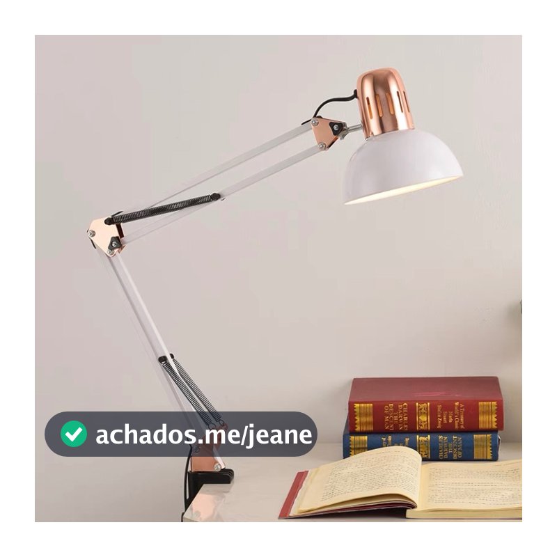 Luminária Pixar Luxo com Detalhes Rose - Articulada Com Garra