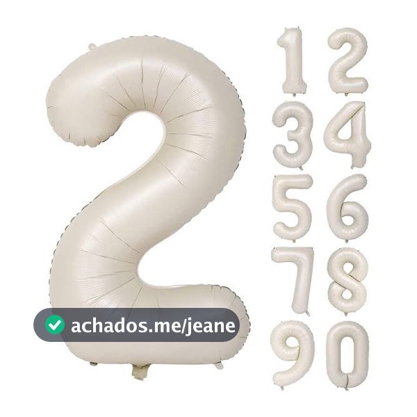 Balão Número Creme Fosco Metalizado 75cm Festa Decoração Aniversário