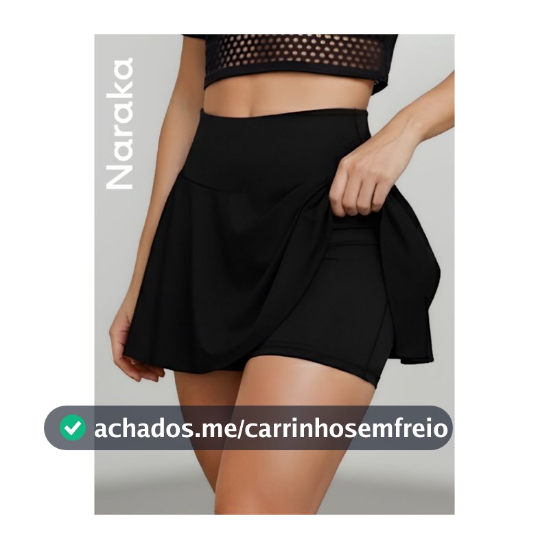 Short Saia Fitness Feminino Cintura Alta