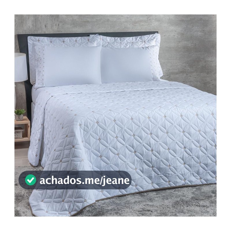 Kit Cobre Leito Casal Queen Super King 06 Peças Bordado IDEALE