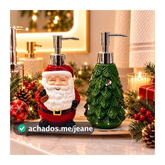 Porta Sabonete Líquido. Dispenser em Porcelana.  Árvore natalina280ml/ Papai noel 400ml