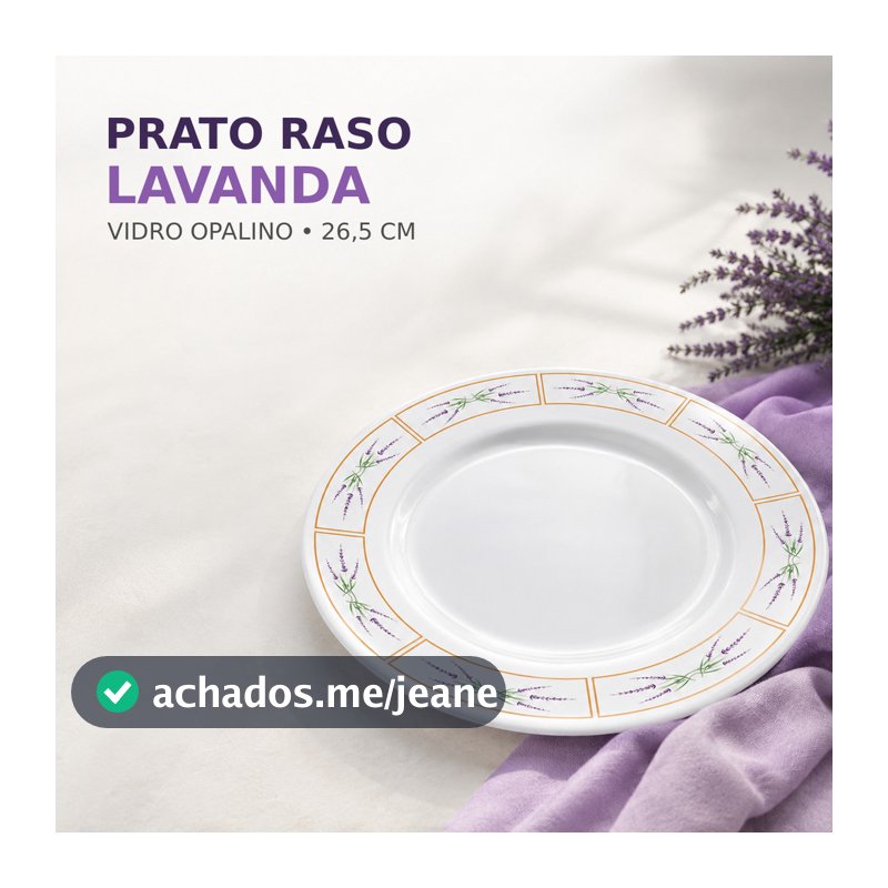 Prato Raso De Vidro Opalino Hauskraft Lavanda 26,5cm