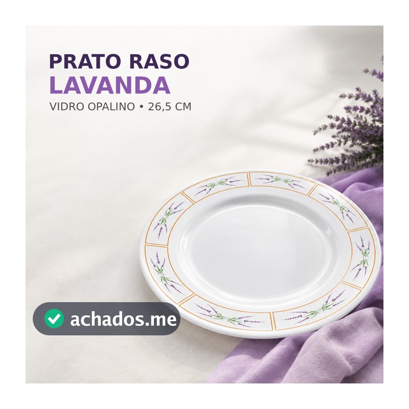 Prato Raso De Vidro Opalino Hauskraft Lavanda 26,5cm
