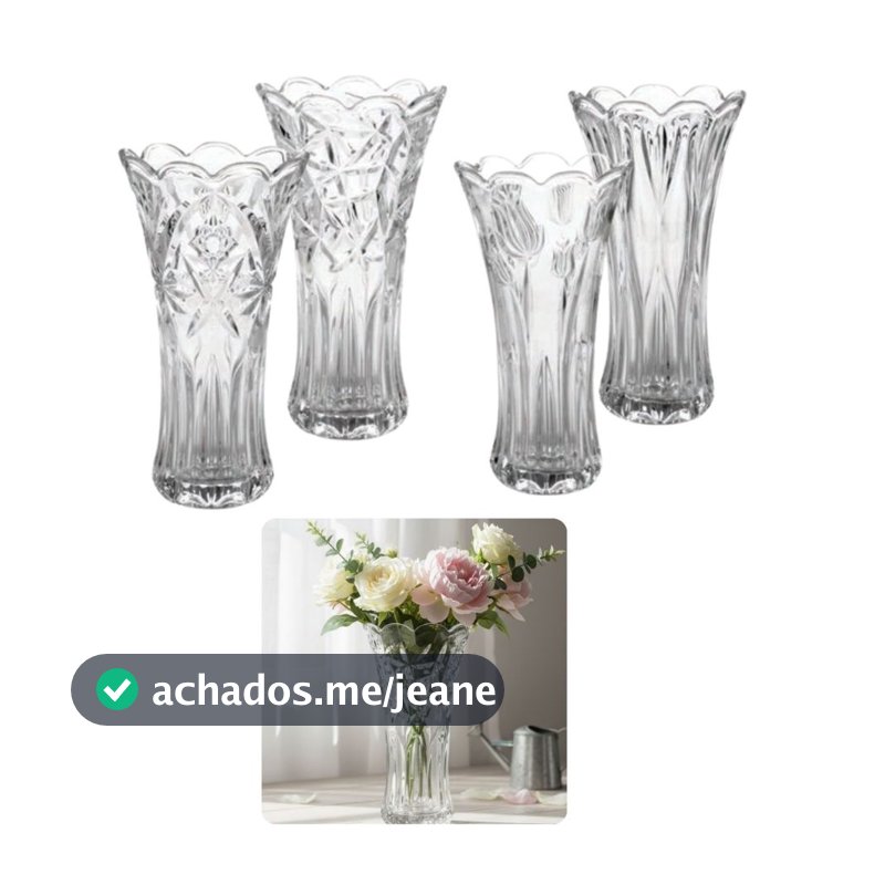 Vaso de Vidro decorado lapidado 23cm para Flores plantas festas Modelos Kehome