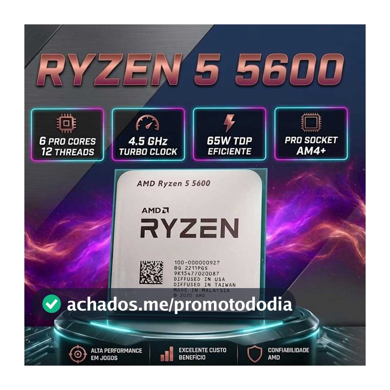 Processador AMD Ryzen 5 5600 AM4 6 Núcleos 12 Threads