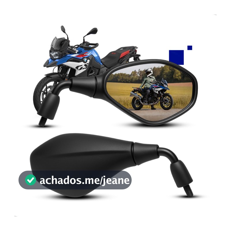 Par de Retrovisor Bmw F800 Haste Curta Rebaixada 90° Convexa Honda