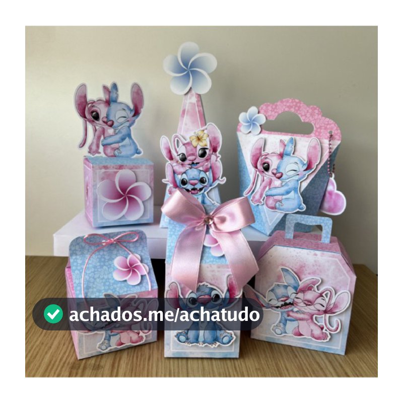 Kit Papelaria Personalizada Lilo Stitch Angel Caixa Caixinha para Festa DESMONTADO