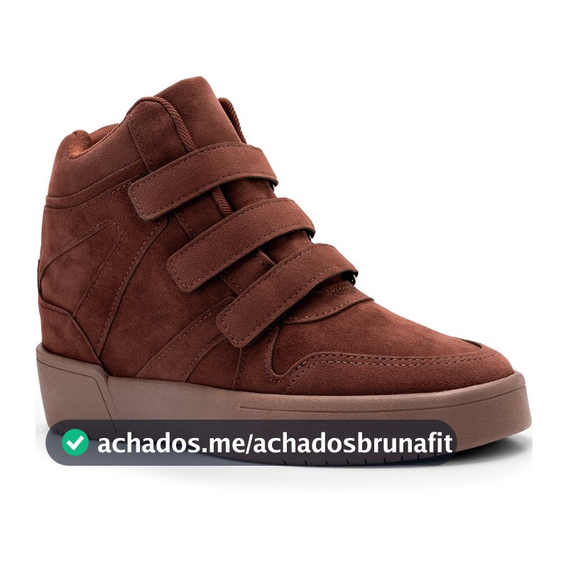 Tênis Feminino Lumiss Sneaker Cano Alto Salto Confortável Tiras Velcro