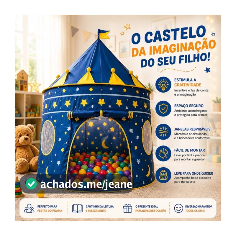 Barraca Infantil Castelo do Príncipe 135x100cm Cabana Tenda Dobrável Art Brink