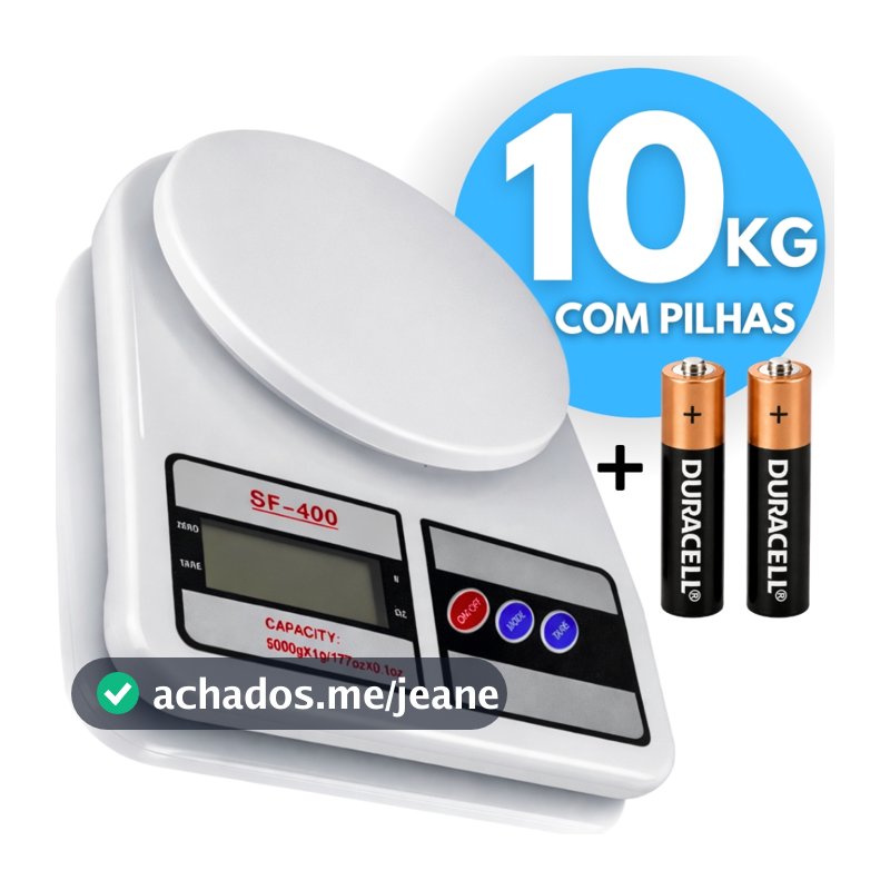 Balança Digital Cozinha com Pilha 10kg Alta Precisão para Alimentos Dieta Nutrição Confeitaria