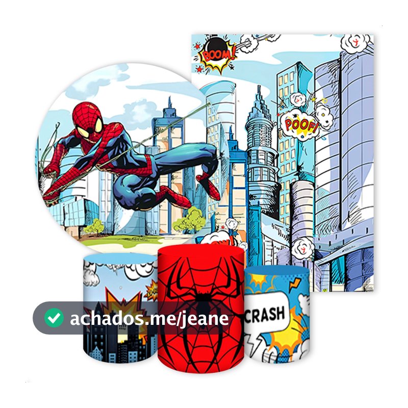 Kit 5 peças Capas para Painéis e cilindros Sublimados Tema  Aranha