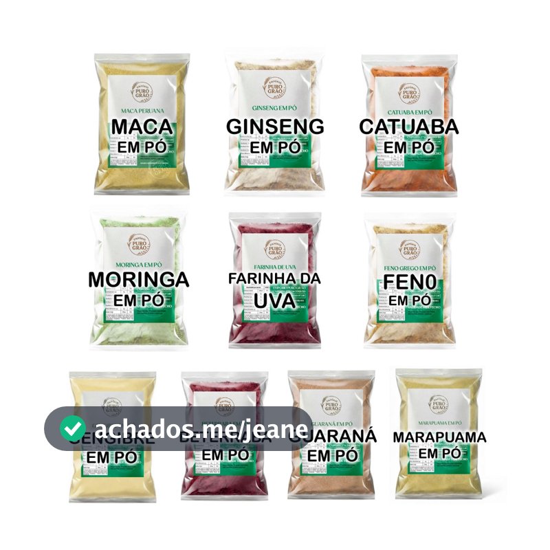 Pré Treino Natural Pó Kit 10 Itens Farinhas Beterraba Guaraná Uva Gengibre e outros...