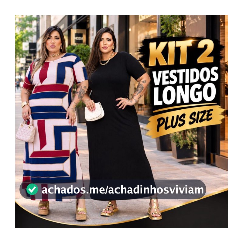 Kit 2 Vestidos Longos Evangélico Plus Size Curve Veste Até 60 Moda vestido evangélico curvy sise