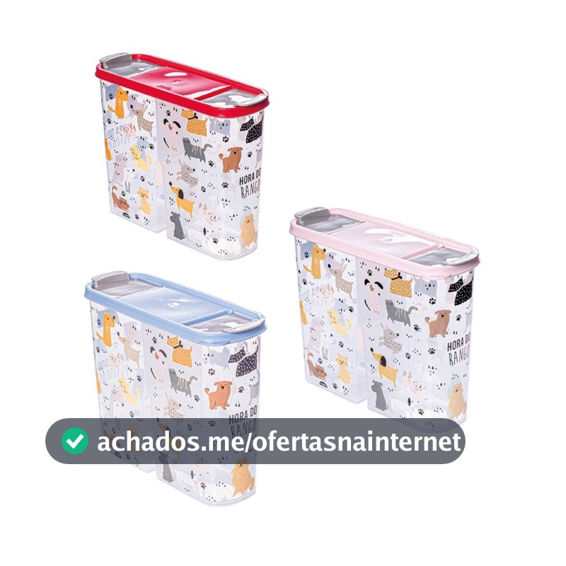 Porta Pote Ração 2,4Lts  Petisco Tampa Vedada Antiformiga Pet
