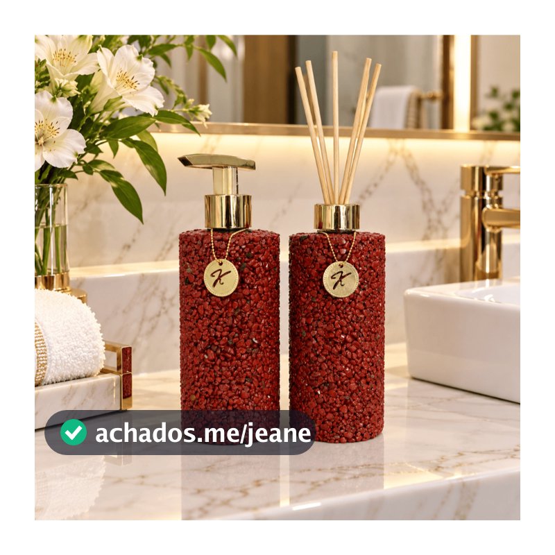 Kit vidro aromatizador sabonete liquido saboneteira luxo em pedra quartzo decoração banheiro lavabo