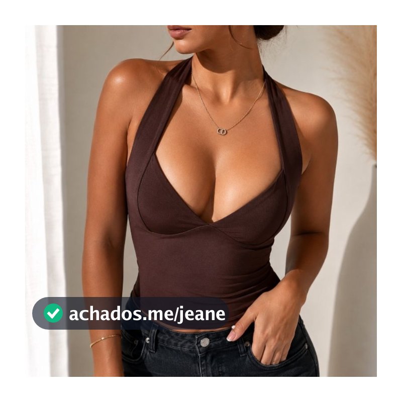 Blusa Regata Feminina Poliamida Halter Decote Efeito Silicone Modeladora Frente Unica Casual Verão Tendencia